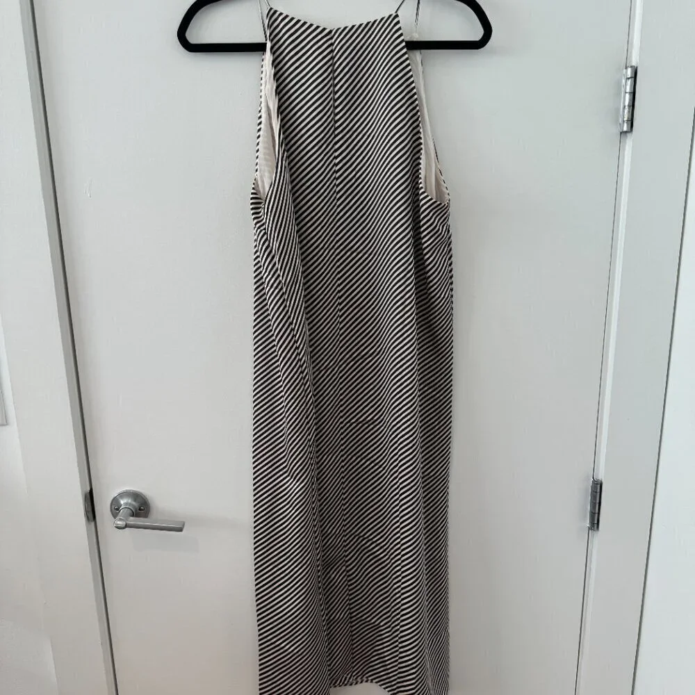 NWT H&M Navy and Off-White Striped Satin Dress - Size M - Picture 6 of 6